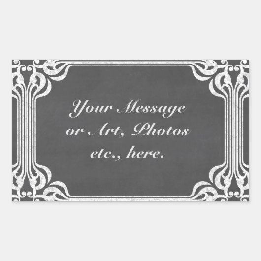 Sjabloon - Krijtbordachtergrond w/ Border Rechthoekige Sticker (Voorkant)