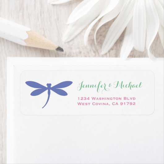 Sjabloon label kleurig dragonfly-retouradres label (Insitu)