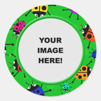 Sjabloon, Ladybug Border Ronde Sticker