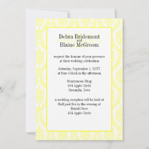 Sjabloon laserlemon Damask Pattern Wedding Kaart