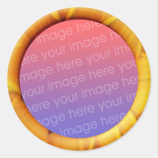 Sjabloon lijst (3d-effect grens) ronde sticker (Voorkant)