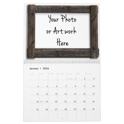 sjabloon "Lijst van hout" Kalender (Jan 2026)