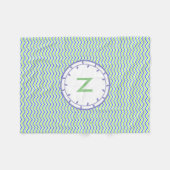Sjabloon lila en groene monogram Fleece Blanket (Voorkant (Horizontaal))