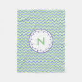 Sjabloon lila en groene monogram Fleece Blanket (Voorkant)