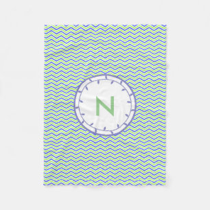 Sjabloon lila en groene monogram Fleece Blanket Deken