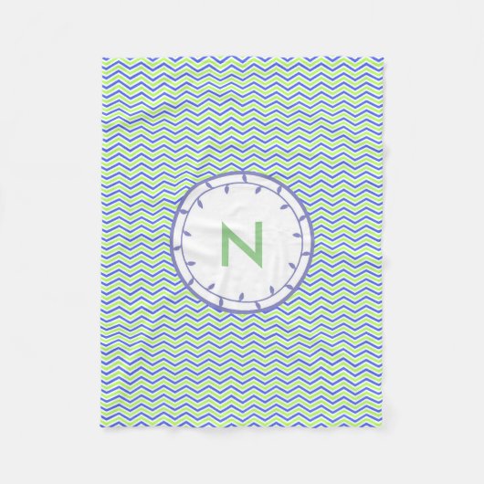 Sjabloon lila en groene monogram Fleece Blanket Deken (Voorkant)