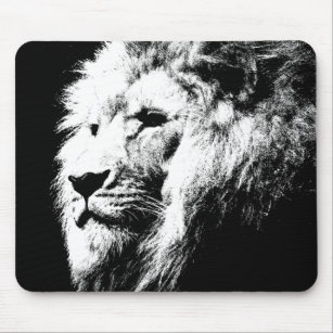 Sjabloon Lion Head Pop Kunst Afbeelding Koning Ren Muismat