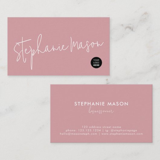 Sjabloon Logo Minimalistisch script Simple Dusty R Visitekaartje (Voorkant / Achterkant)