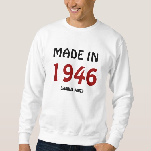 sjabloon "Made in 1946, Original Parts" t-shirts (Voorkant)