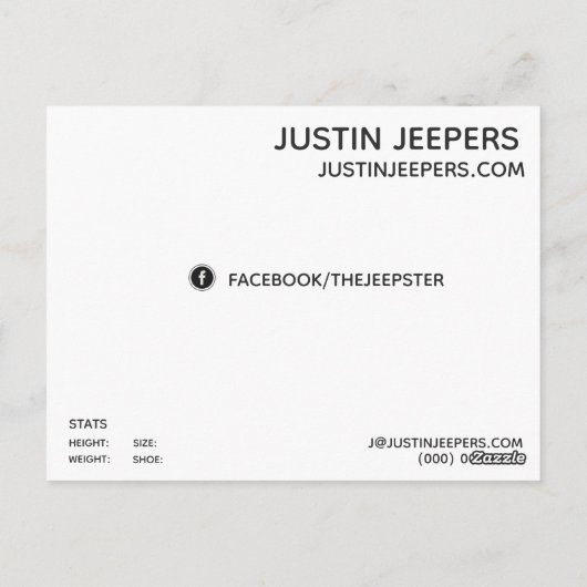 Sjabloon Mannelijke modelkopkaarten Briefkaart (Achterkant)