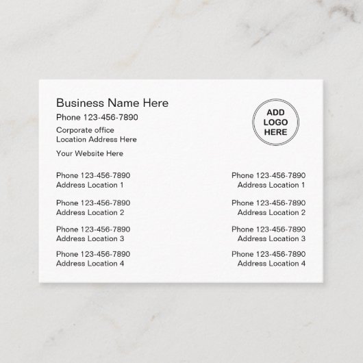 Sjabloon Meerdere locatie Visitekaartjes Logo (Voorkant)