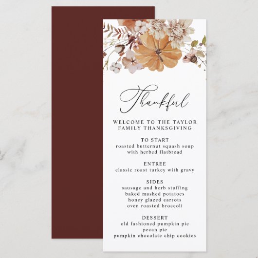 SJABLOON menu AMBER-Thanksgiving (Voorkant / Achterkant)