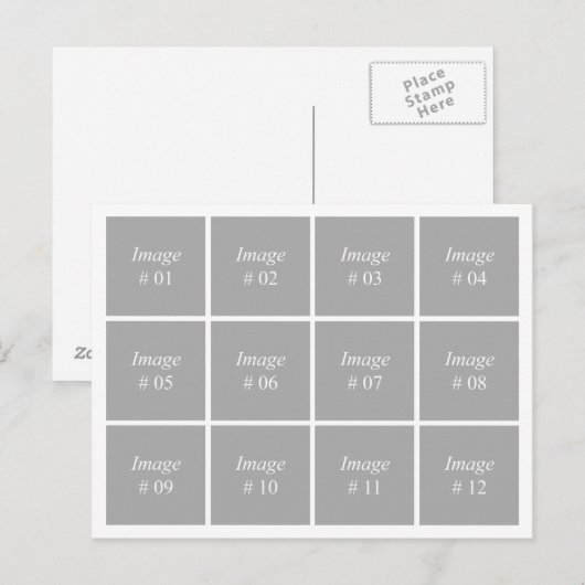 sjabloon met 12 vierkante afbeeldingen briefkaart (Voorkant / Achterkant)