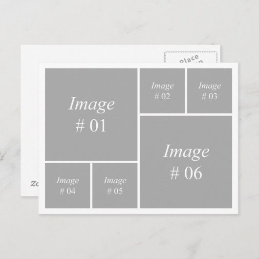 sjabloon met 6 vierkante afbeeldingen briefkaart (Voorkant / Achterkant)