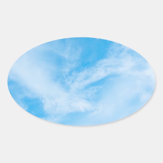 Sjabloon met blauwe lucht en witte wolken in de na ovale sticker (Voorkant)