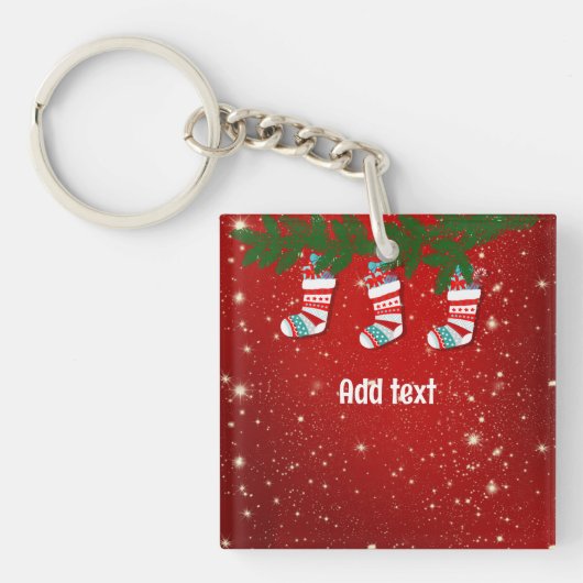 Sjabloon met kerstrode twinkle sleutelhanger (Voorkant)