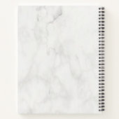 Sjabloon met witte marmer en aangepaste tekst en l notitieboek (Achterkant)