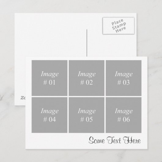 sjabloon met zes vierkante afbeeldingen en tekst briefkaart (Voorkant / Achterkant)