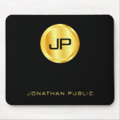 Sjabloon met zwarte en goudmonogrammen muismat (Voorkant)