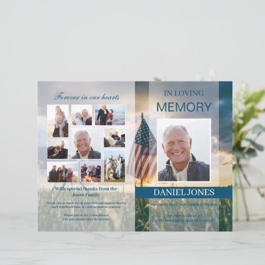 Sjabloon militair begrafenisprogramma (Staand voorkant)