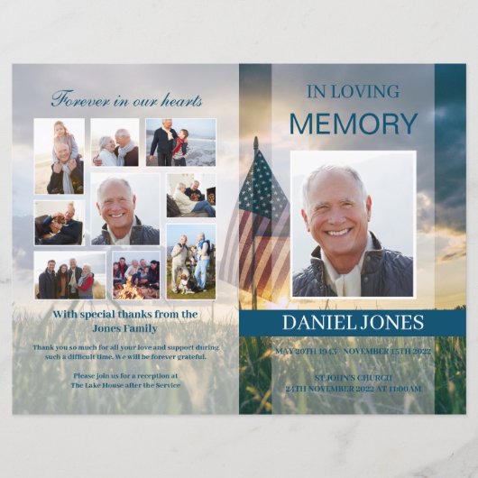 Sjabloon militair begrafenisprogramma (Voorkant)