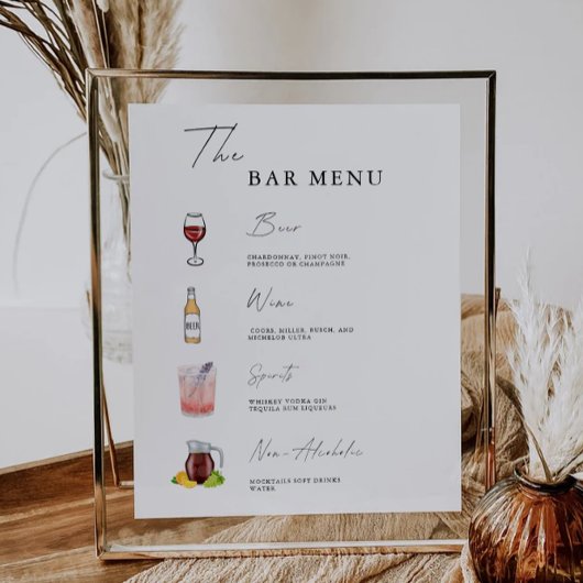 Sjabloon Minimalistisch Bar Menu Sign Poster