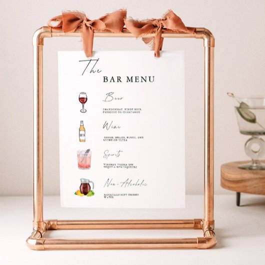 Sjabloon Minimalistisch Bar Menu Sign Poster