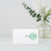 Sjabloon Mint Green White Modern Handscripttekst Visitekaartje (Staand voorkant)