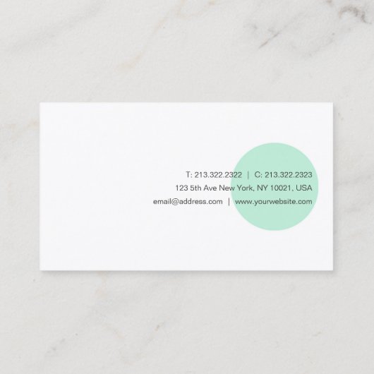 Sjabloon Mint Green White Modern Handscripttekst Visitekaartje (Achterkant)