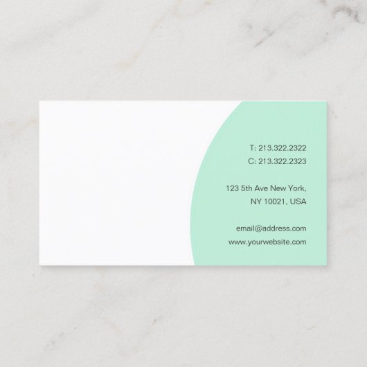 Sjabloon Mint Green White Modern Handscripttekst Visitekaartje (Achterkant)