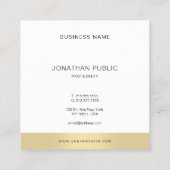 Sjabloon Modern Eenvoudig Goud Zwart Wit Elegant Vierkante Visitekaartje (Achterkant)