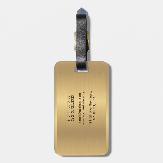 Sjabloon Modern Elegant Goud Look Bagagelabel (Achterkant verticaal)