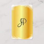 Sjabloon Modern legant Faux Gold White Monogram Visitekaartje (Voorkant)