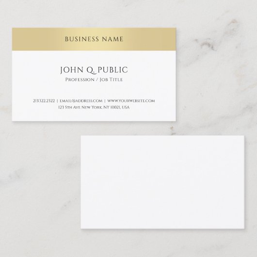 Sjabloon Modern Trendy Elegant Gold Look Simpel Visitekaartje (Voorkant / Achterkant)