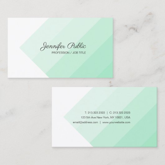 Sjabloon Modern Trendy Mint Green White Visitekaartje (Voorkant / Achterkant)