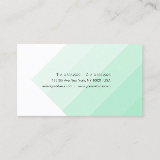 Sjabloon Modern Trendy Mint Green White Visitekaartje (Achterkant)