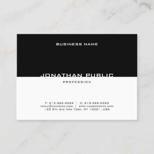 Sjabloon Modern Zwart Wit Elegant Professioneel Visitekaartje (Voorkant)