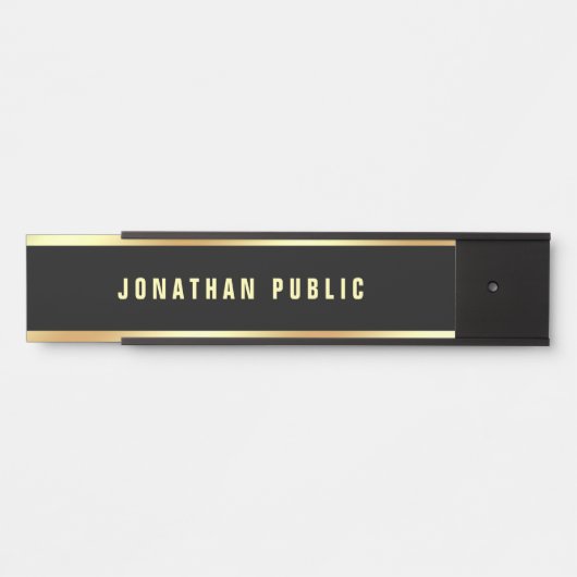Sjabloon modern zwart-wit en Gold  Deurbordje (Voorkant)