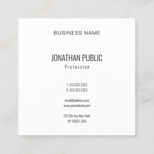 Sjabloon Moderne Abstracte elegante professional Vierkante Visitekaartje (Achterkant)