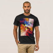 Sjabloon Moderne Abstracte kunst Schilderen zwarte T-shirt (Voorkant volledig)