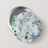 Sjabloon Moderne Abstracte marmer Roze Blauw Ronde Button 7,6 Cm (Voorkant /achterkant)