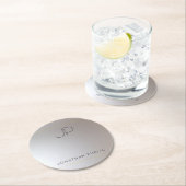 Sjabloon Moderne Elegant Monogram Gold Silver Ronde Kartonnen Onderzetter (Insitu)