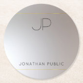 Sjabloon Moderne Elegant Monogram Gold Silver Ronde Kartonnen Onderzetter (Voorkant)
