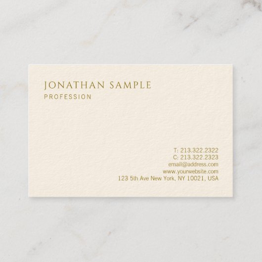 Sjabloon Moderne Visitekaartjes Gold Text Elegant (Achterkant)