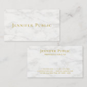 Sjabloon Moderne witte marmer elegant Gold-tekst Visitekaartje (Voorkant / Achterkant)