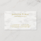 Sjabloon Moderne witte marmer elegant Gold-tekst Visitekaartje (Achterkant)