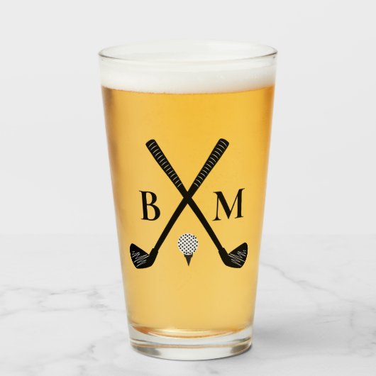Sjabloon Monogram Eerste Golfclub Vader Bier Glas (Voorkant gevuld)