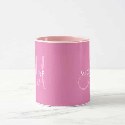 Sjabloon Namen Initiaal Monogram Roze Mok (Midden)