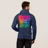 Sjabloon Navy Blue Custom Upload Afbeelding Logo t Hoodie (Achterkant volledig)