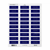 Sjabloon Navy Blue Faux Gold Font Retouradres Etiket (Full Sheet)